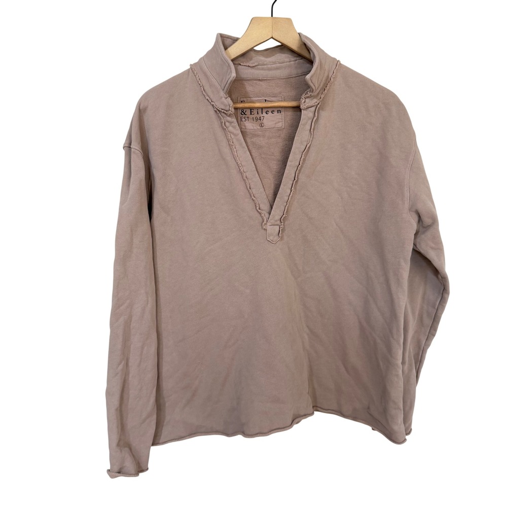 Frank & Eileen Tee Lab Sweatshirt L Tan V-Neck Raw Edge Collar